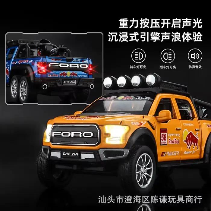 Modèle de camionnette tout-terrain Raptor F150 1:32 en alliage métallique moulé sous pression, décoration de bureau, objets de collection, cadeau de vacances