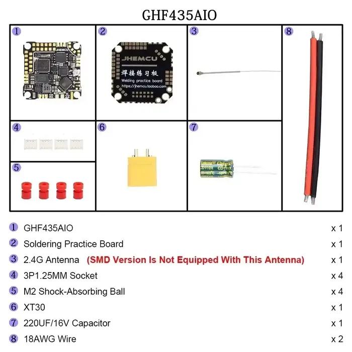 Contrôleur de vol GHF435AIO 20A 2-4S avec OSD Baro Blackbox 16 mo GPS récepteur ELRS 2.4G intégré pour Drone RC FPV Freestyle