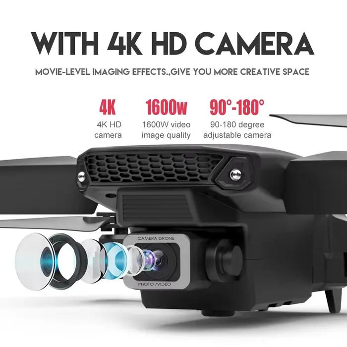 2025 E88 Pro Drone 4K 1080P double caméra WiFi FPV grand Angle HD maintien d'altitude pliable quadrirotor RC cadeau