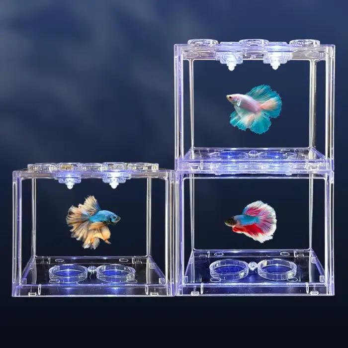 [Nouveau] Mini aquarium en acrylique, boîte pour reptiles, aquarium empilable, cylindre paysager, algues marines pour la décoration de la maison et du bureau