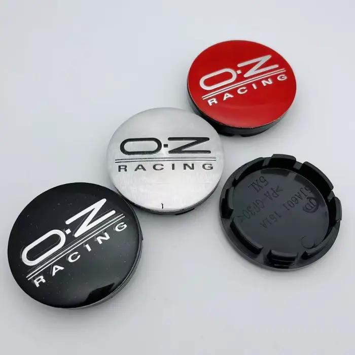 4 pièces Cache-moyeux de roue de voiture Ø 56 mm avec clips de 51 mm, emblème logo OZ O.Z Racing, accessoires de remplacement pour voiture