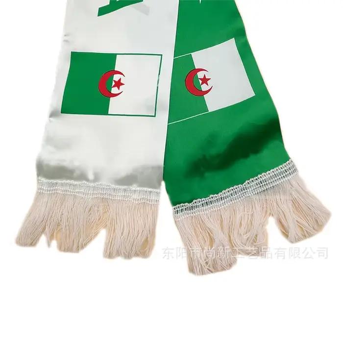 Ahilxemrbrae-Écharpe drapeau algérien personnalisée, écharpe en satin de l'équipe de football, 14x130cm