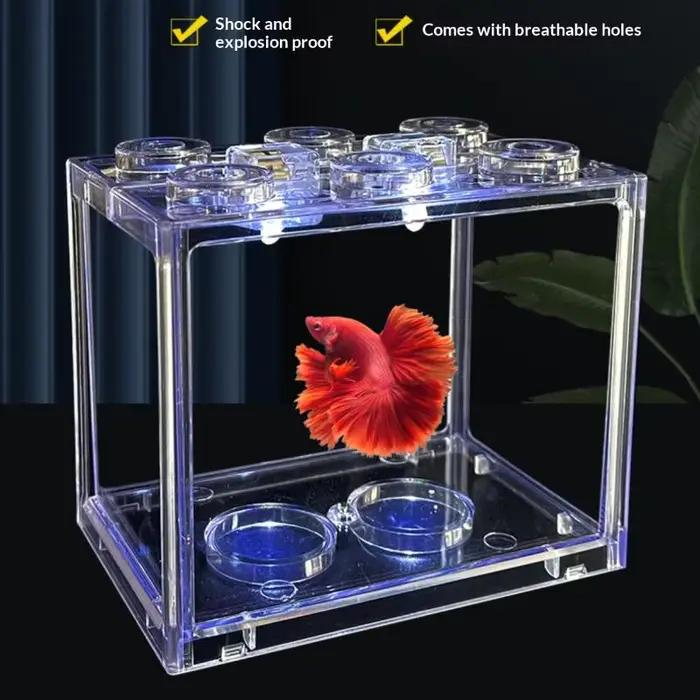 [Nouveau] Mini aquarium en acrylique, boîte pour reptiles, aquarium empilable, cylindre paysager, algues marines pour la décoration de la maison et du bureau