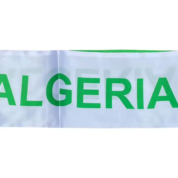 Ahilxemrbrae-Écharpe drapeau algérien personnalisée, écharpe en satin de l'équipe de football, 14x130cm