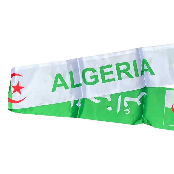 Ahilxemrbrae-Écharpe drapeau algérien personnalisée, écharpe en satin de l'équipe de football, 14x130cm
