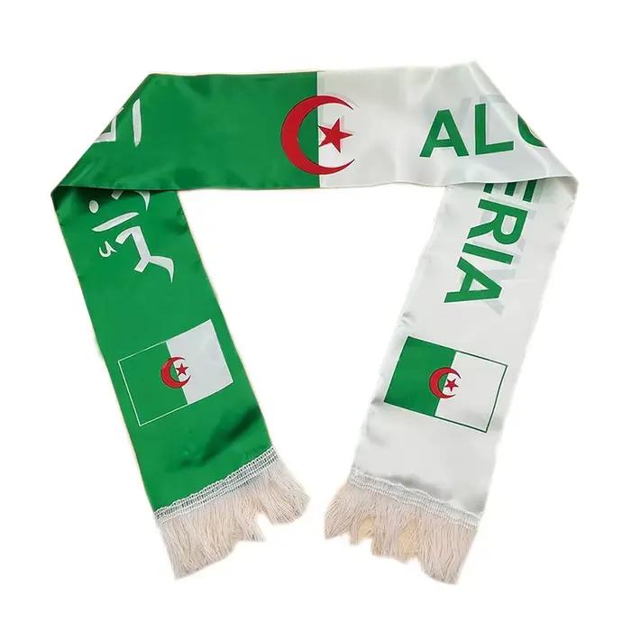 Ahilxemrbrae-Écharpe drapeau algérien personnalisée, écharpe en satin de l'équipe de football, 14x130cm