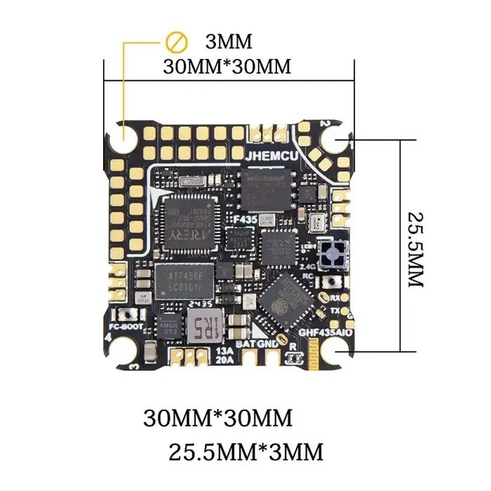 Contrôleur de vol GHF435AIO 20A 2-4S avec OSD Baro Blackbox 16 mo GPS récepteur ELRS 2.4G intégré pour Drone RC FPV Freestyle