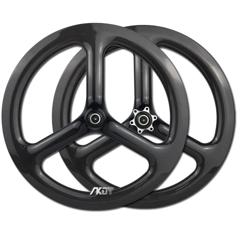 Paire de roues Leic-Spoke en carbone avec frein à disque, roues de vélo pliantes, pneu à trois rayon