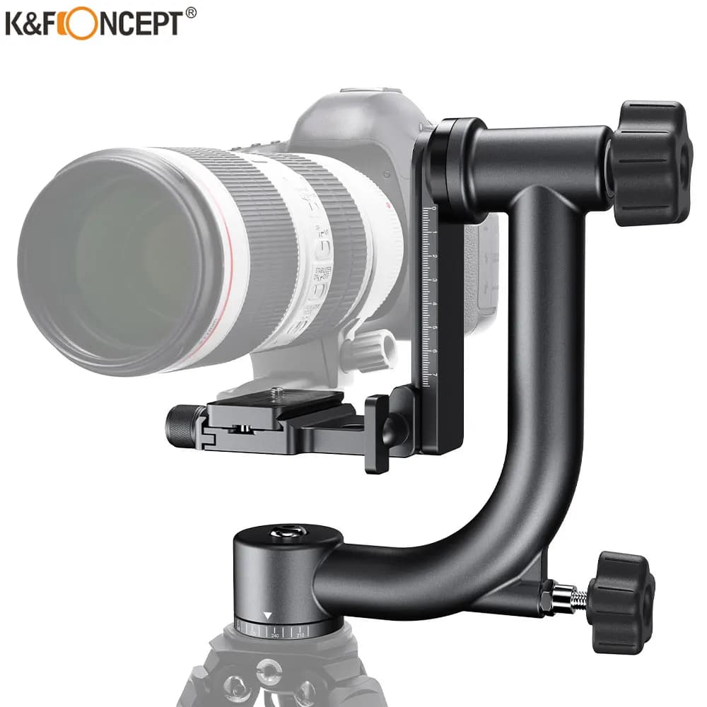 K&F CONCEPT Tête de trépied en alliage d'aluminium Tête de trépied à cardan panoramique à 360 degrés