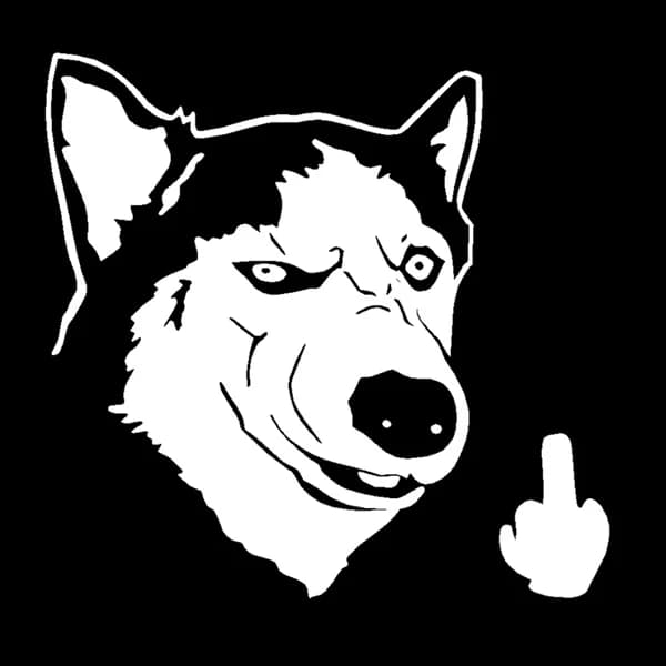 Autocollants réfléchissants amusants pour voiture, Husky sibérien, avec doigt d'honneur, pour vitres