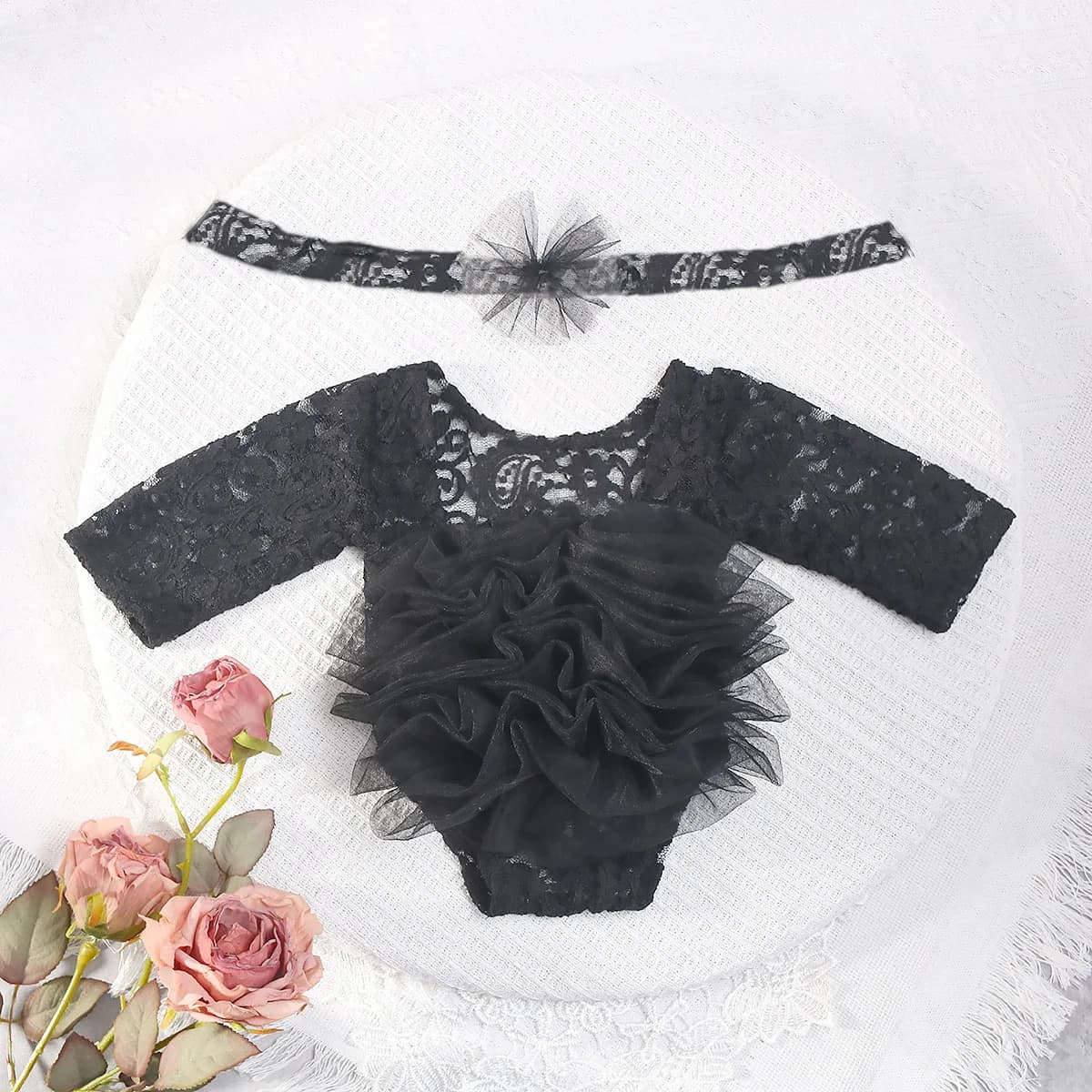 Robe tutu en dentelle pour bébé fille, tenue de photographie pour nouveau-né, barboteuse princesse, 