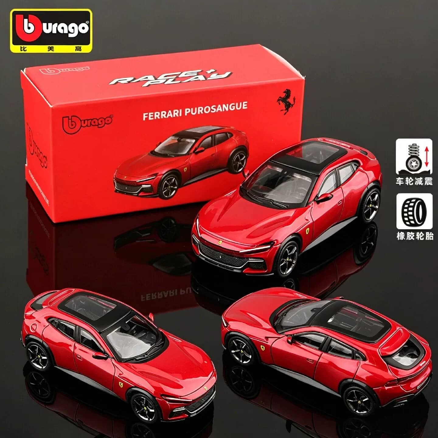 Modèle réduit de voiture Ferrari Purosangue FUV en métal moulé sous pression, échelle 1:64, quatre p