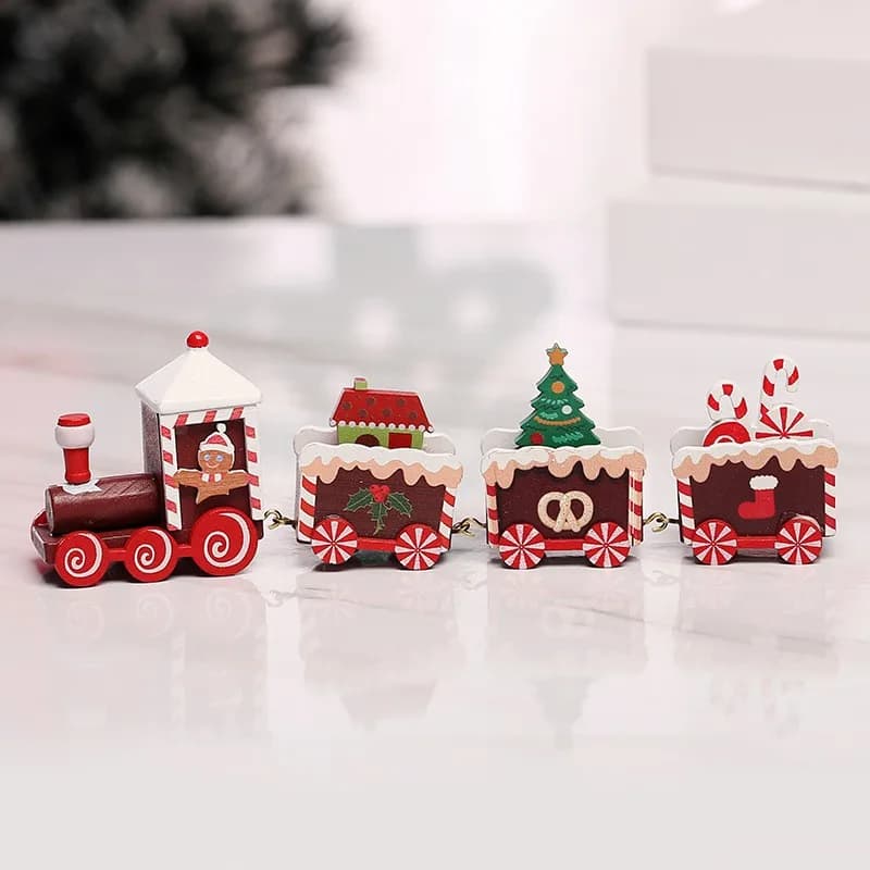 Train de noël en bois, décorations de fête de joyeux noël, ornement de bureau pour la maison, cadeau