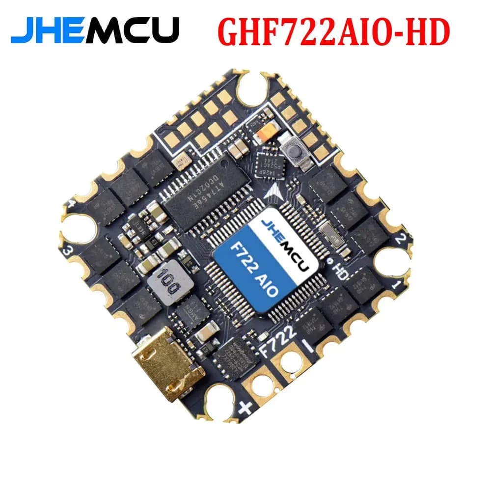 JHEMCU GHF722AIO-HD 40A AIO contrôleur de vol F722 FC Baro OSD BlackBox 40A 4in1 ESC 2-6S pour Drone