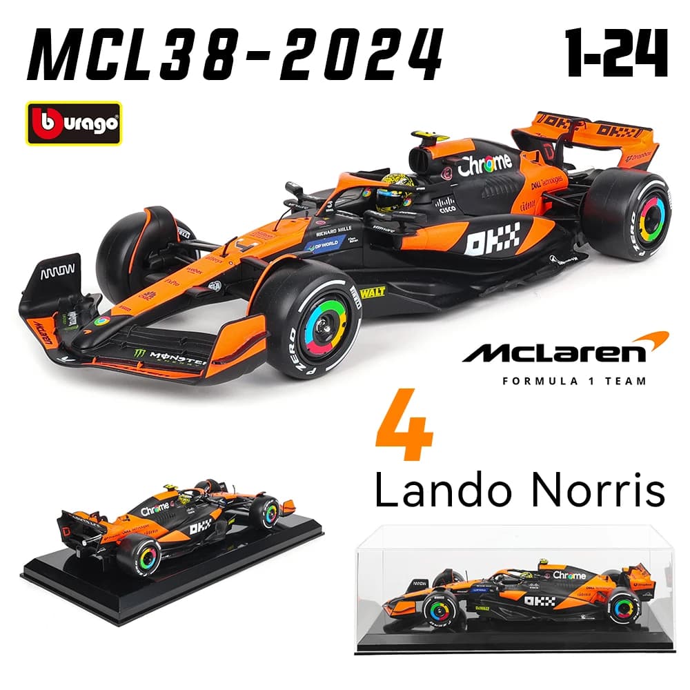 Bburago 1:24 2024 McLaren F1 4 #   Lando Norris 81 #   Oscar Piastri moulage sous pression modelo de