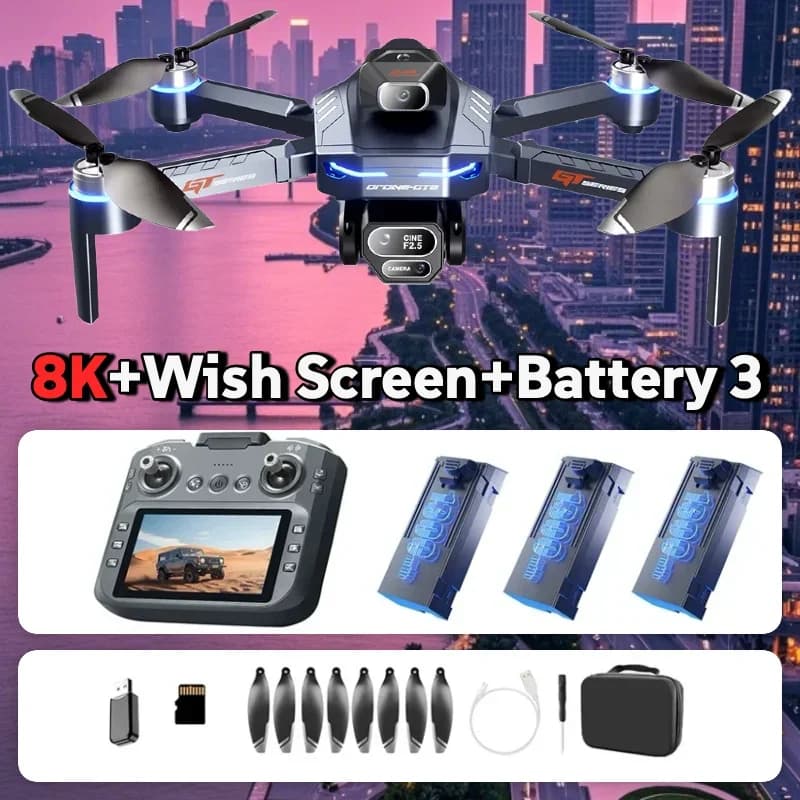 Drone GT8 authentique avec caméra double professionnelle 4K, FPV, GPS, moteur brushless, vol station