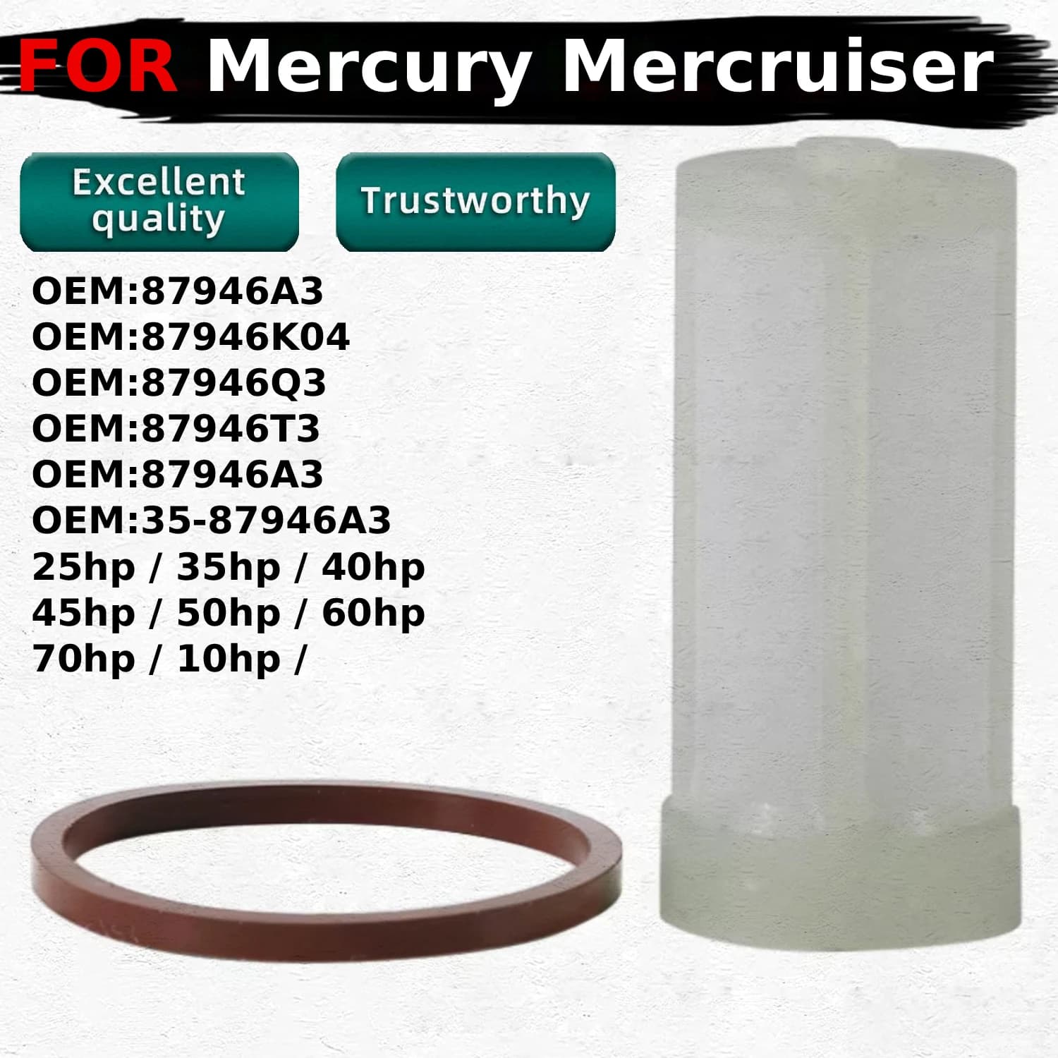 Filtre à carburant OEM:35-87946A3 compatible avec moteurs hors-bord Mercury Mercruiser 25hp, 35hp, 4