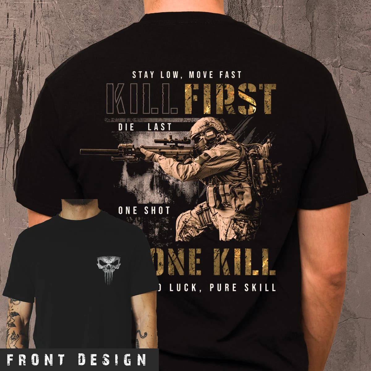 Restez le faible mouvement rapide. T-Shirt de Sniper militaire nouveau 100% coton col rond manches c