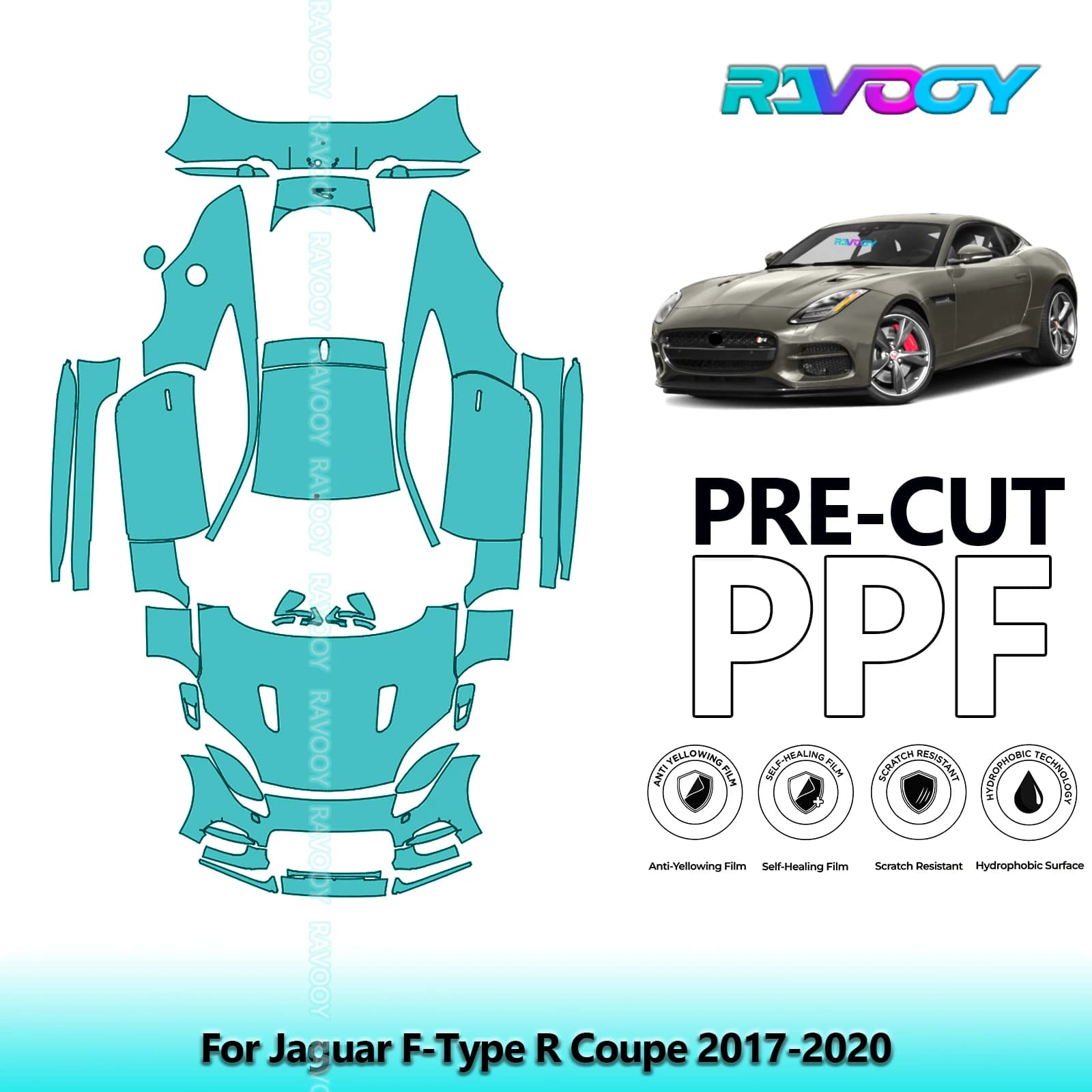 Film de Protection de peinture PPF prédécoupé de 8.5Mil, véhicule complet pour Jaguar F-Type R Coupé