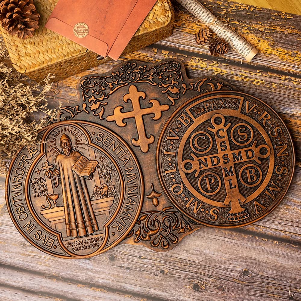 Médaille Saint Benoît, Plaque d'Exorcisme, Icône Catholique, Objet Religieux de Baptême, Décoration 
