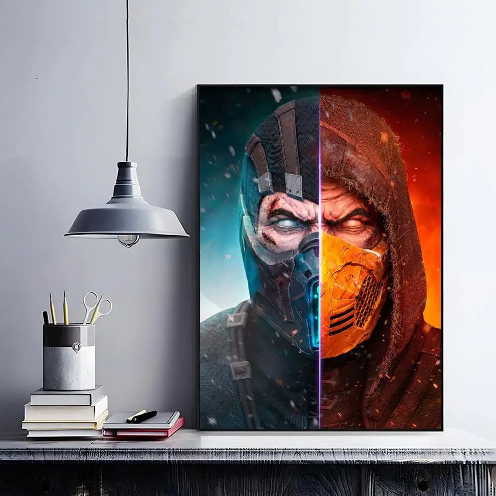 Affiche autocollante de jeu m-ortal Kombat, peinture murale HD étanche, Art pour chambre à coucher, 