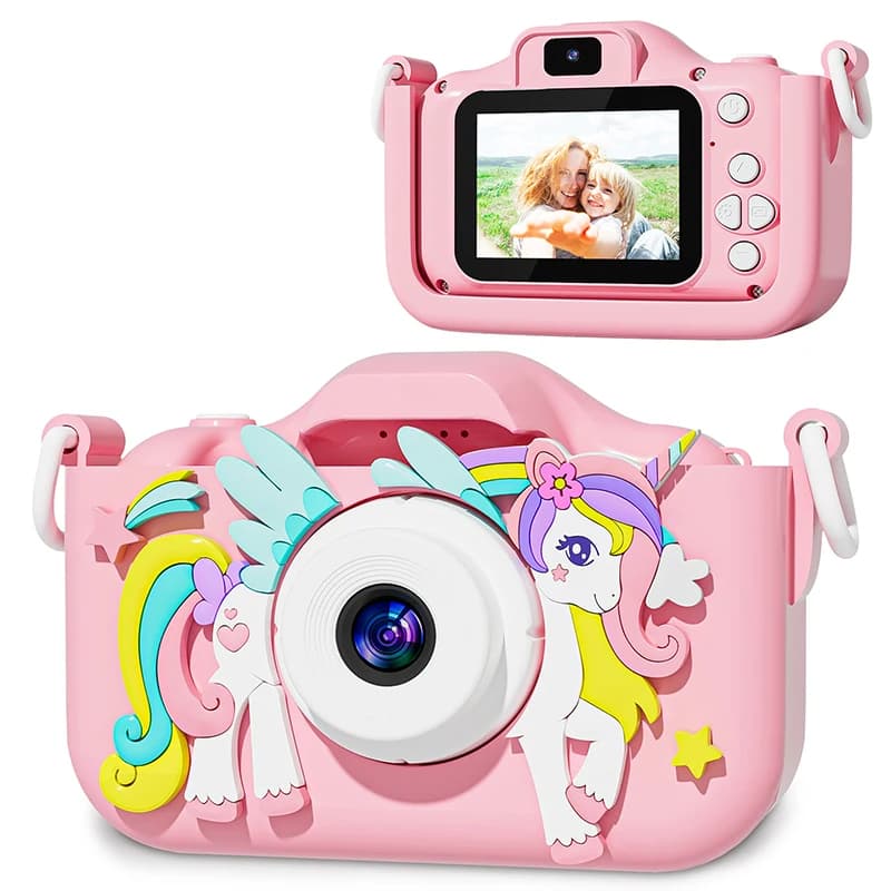 Caméra vidéo numérique pour enfants avec étuis en silicone, caméra HD 1080P pour tout-petits, jouets