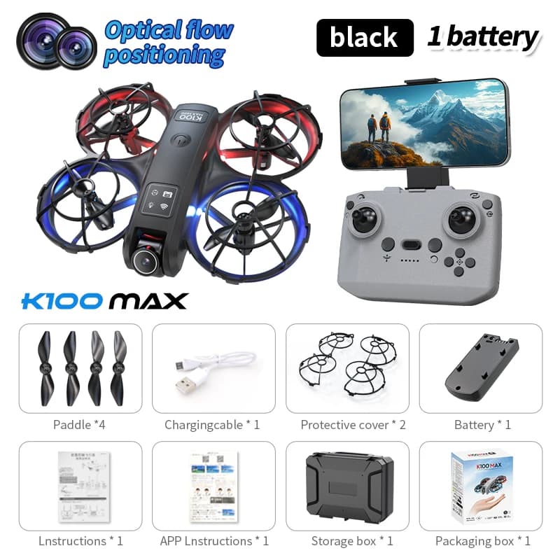 Hot K100 MAX Mini Drone professionnel 4K HD double caméra Fpv écran flux optique Drone jouets quadri