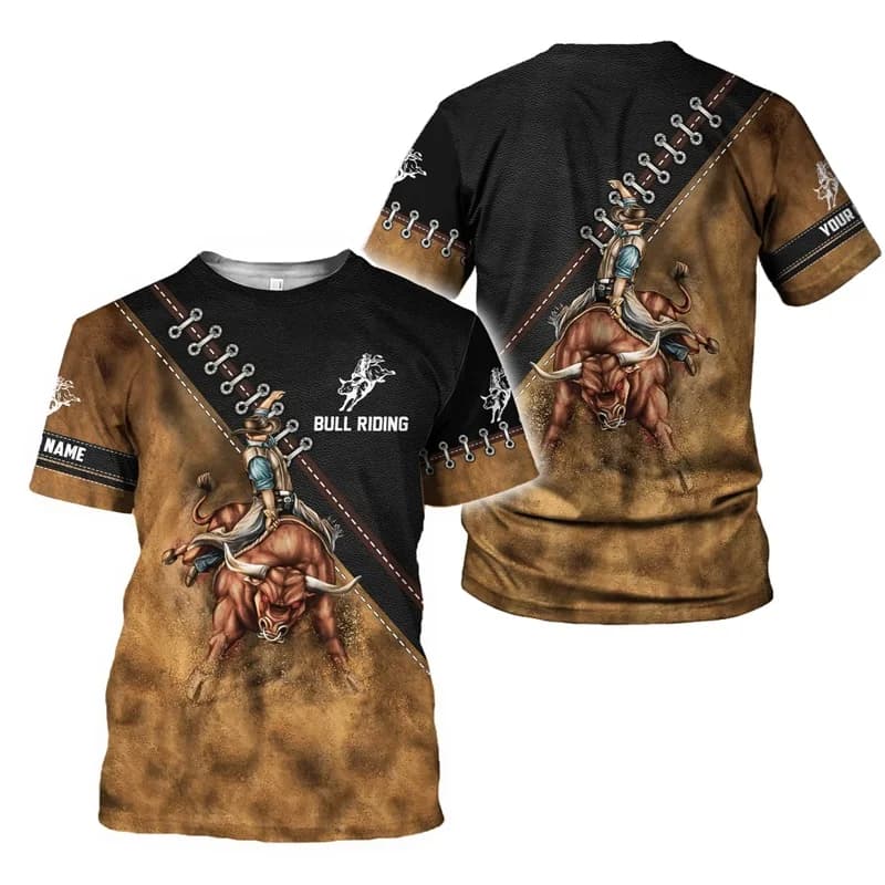 T-shirt graphique Bull Rider pour hommes et femmes, haut à manches courtes, t-shirts Harajuku, mode 