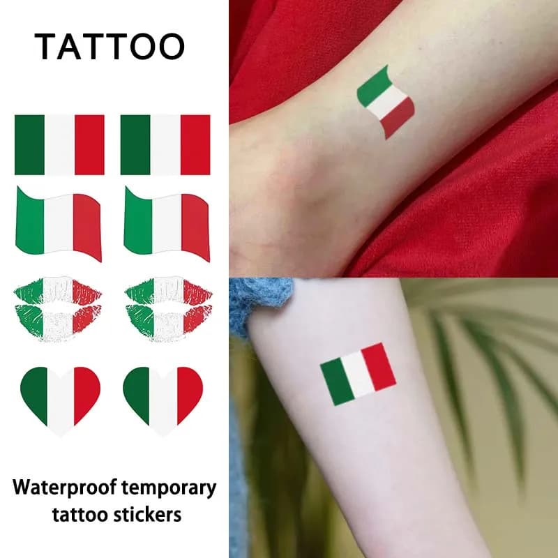 Autocollant de tatouage temporaire drapeau d'italie, faux tatouage réaliste et Non réfléchissant, im