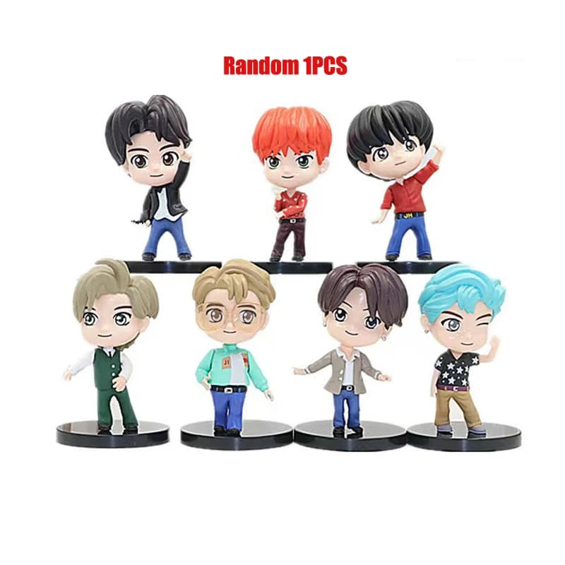 Figurines de collection des membres du groupe Bangtan Boys (RM, Jin, Suga, J-Hope, Jimin, V, Jungkoo