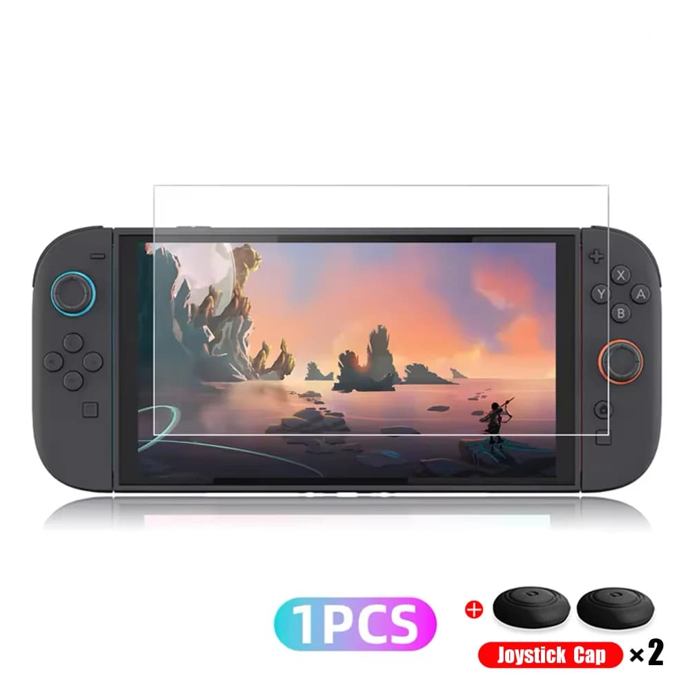 Protecteur d'écran en verre trempé pour Switch Nintendo 2, avec capuchon de Joystick, accessoires de