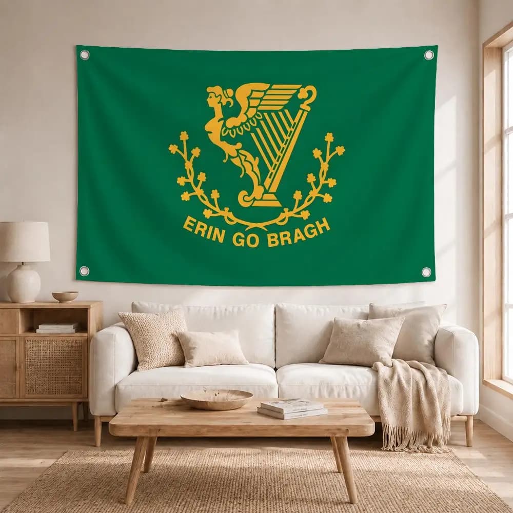 Drapeau d'Irlande, harpe irlandaise, drapeaux Erin Go Bragh, bannière décorative pour la maison, le 