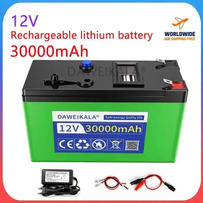 Batterie au lithium rechargeable 12V, 30ah, 18650, pour énergie solaire, véhicule électrique, lumièr