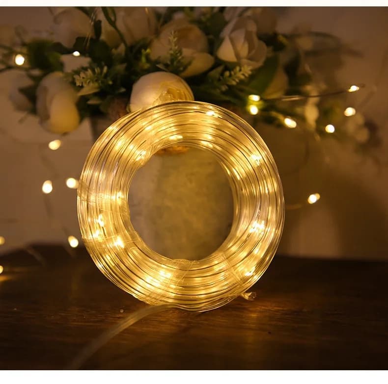LED chaîne solaire lumières jardin étanche Tube corde lampe guirlande de noël fée lumières pour l'éc