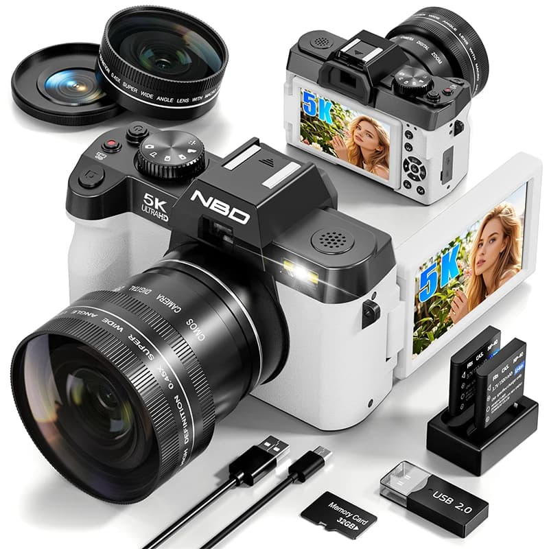 Appareil photo numérique NBD 5K 64MP, caméra Vlog, contrôle par application, 60FPS, autofocus, appar