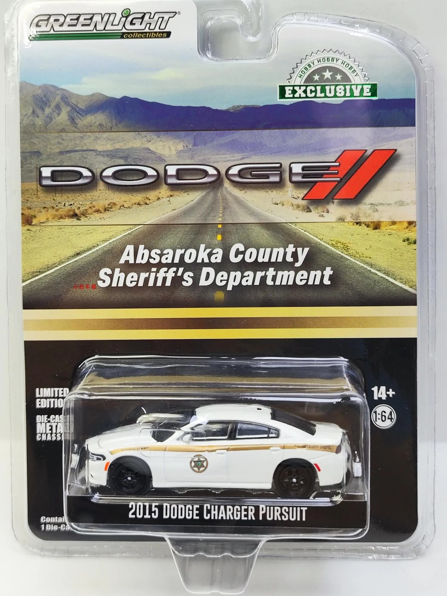1:64 2015 Doge War Horse Chase - Modèle de voiture avancé du shérif du comté d'Absaroka