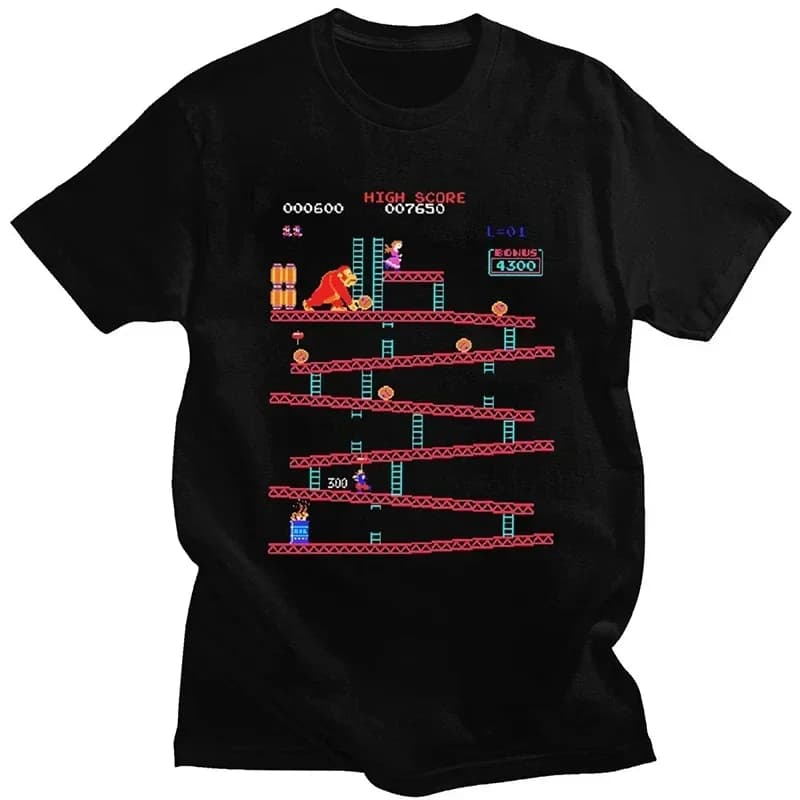 2025 nouveau T-shirt drôle Donkey Kong jeu d'arcade pour hommes T-shirt imprimé 100% coton T-shirt à