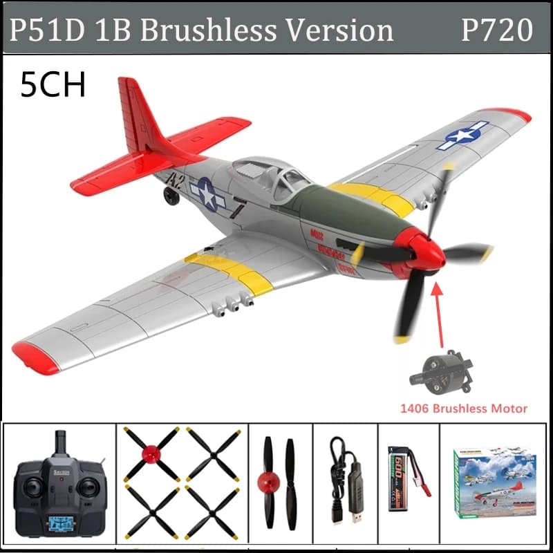 Avion RC 5CH 3D/6G avion RC à voilure fixe 2.4GHz P51D Mustang RTF pour adultes débutants facile à v