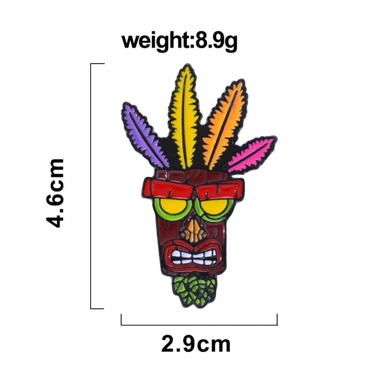 Badge de masque Anime Crash Bandicoot, broche de personnage de jeu, sac de vêtements, accessoires, v