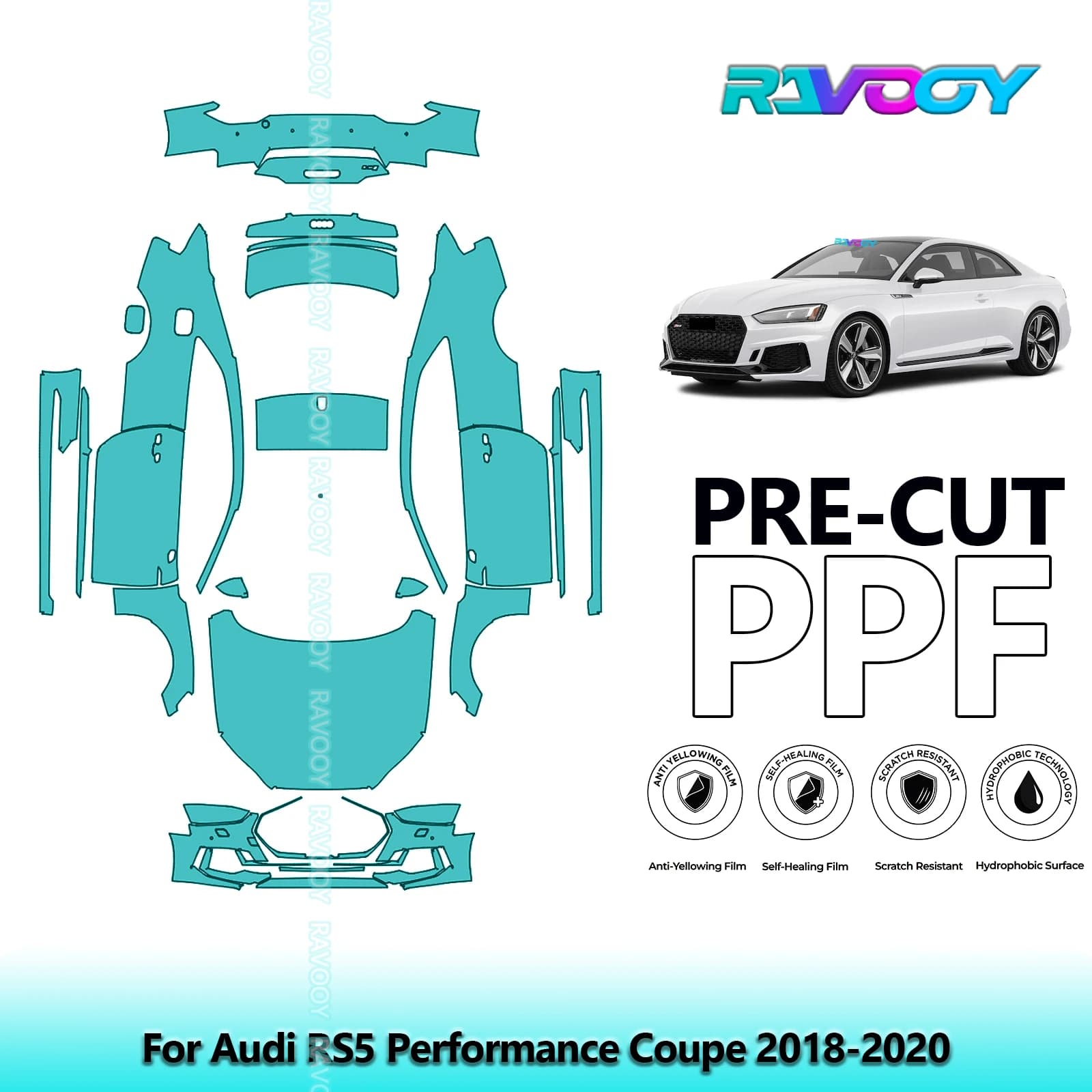 Film de Protection de peinture PPF prédécoupé de soutien-gorge transparent de véhicule complet pour
