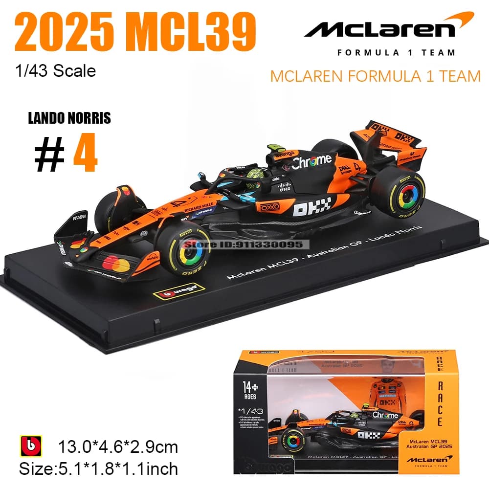 Bburago 1:43 2025 F1 MCL39 McLaren Formula 1 Team 81 #   Oscar Piastri GP du Royaume-Uni 4 #   Modèl