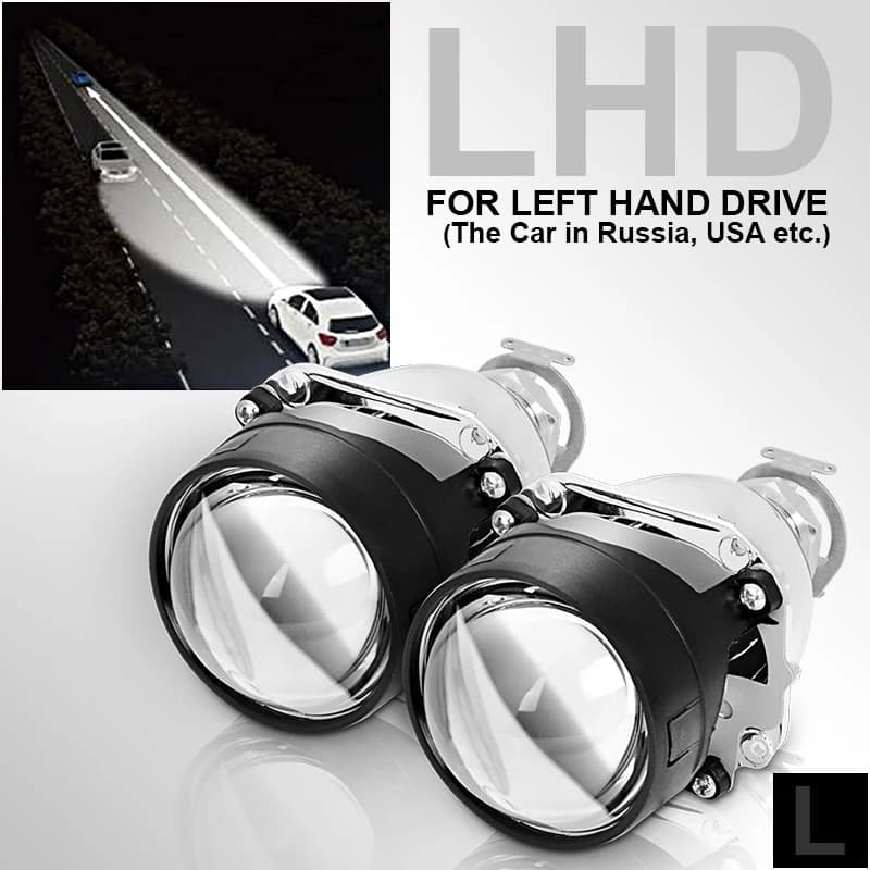 RACBOX 2 pièces 2.5 pouces universel Bi Xenon HID projecteur lentille argent noir Shroud H1 Xenon LE