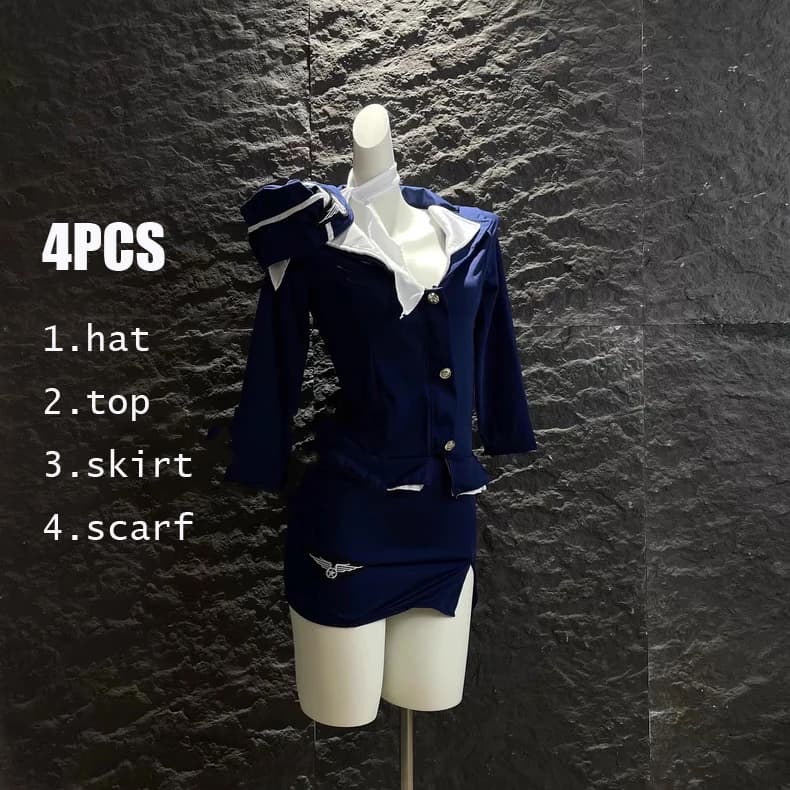 Cosplay d'hôtesse de ligne aérienne pour femmes, uniforme d'hôtesse d'air Sexy, Costumes d'halloween