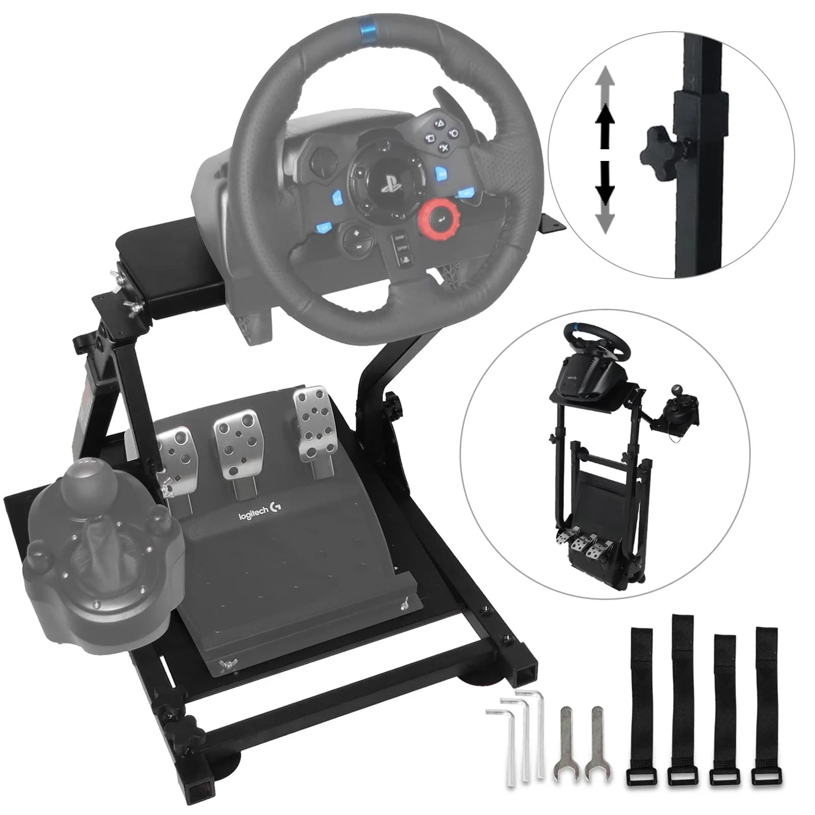 SIHAO Support de volant de course réglable en hauteur pour Logitech G25 G27 G29 G920, simulateur de 