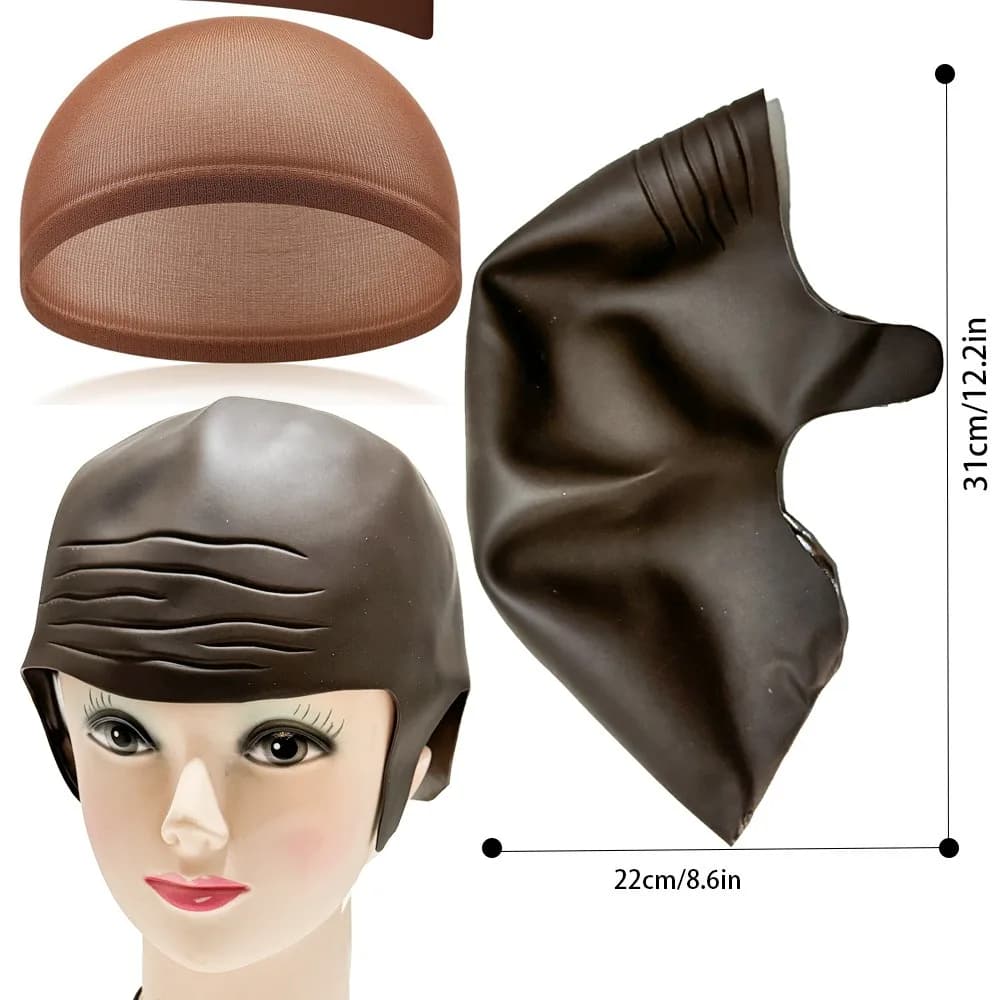 Nouveau avec des lunettes bonnets chauve en Nylon peut être coupé tête chauve bonnet de perruque ens