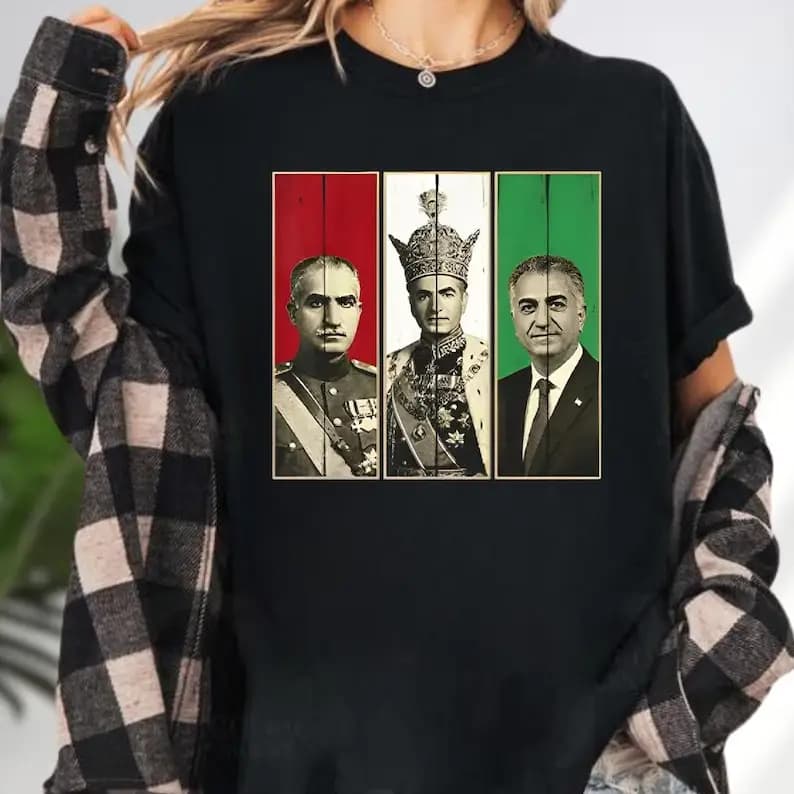 Chemise avec portrait de Mohammad Reza Pahlavi, t-shirt imprimé Shah du Iran, t-shirt d'art persan m