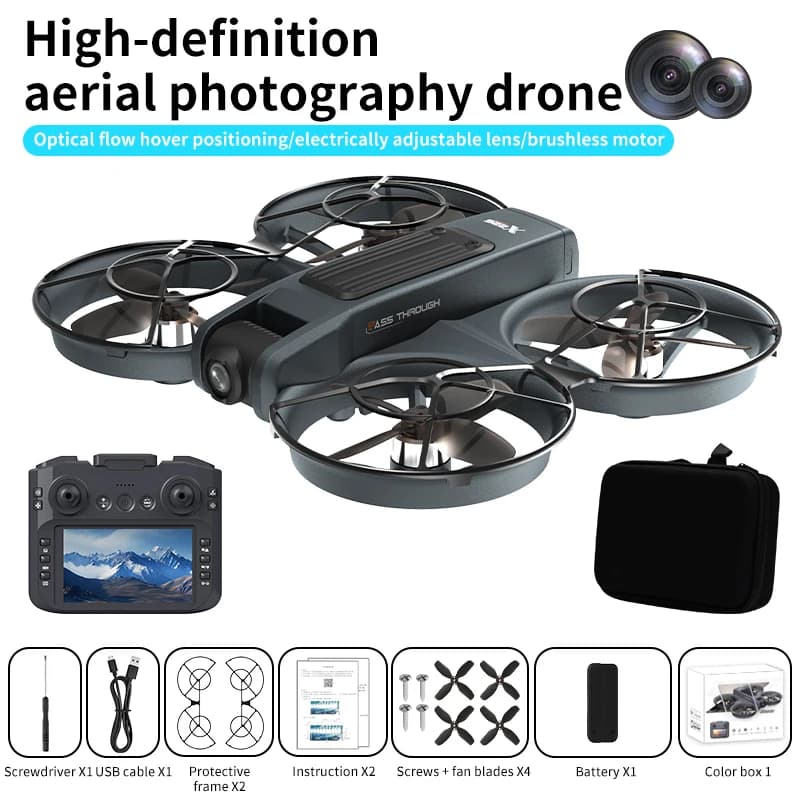 Drone VR de grande taille avec caméra 4K HD grand angle, WiFi FPV, hélicoptère RC avec grand écran, 