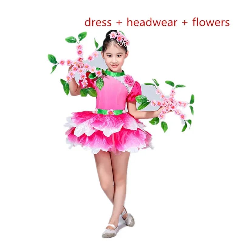 Vêtements de danse à fleurs contemporaines, Costume de danse pour filles, robe de danse Salsa pour e