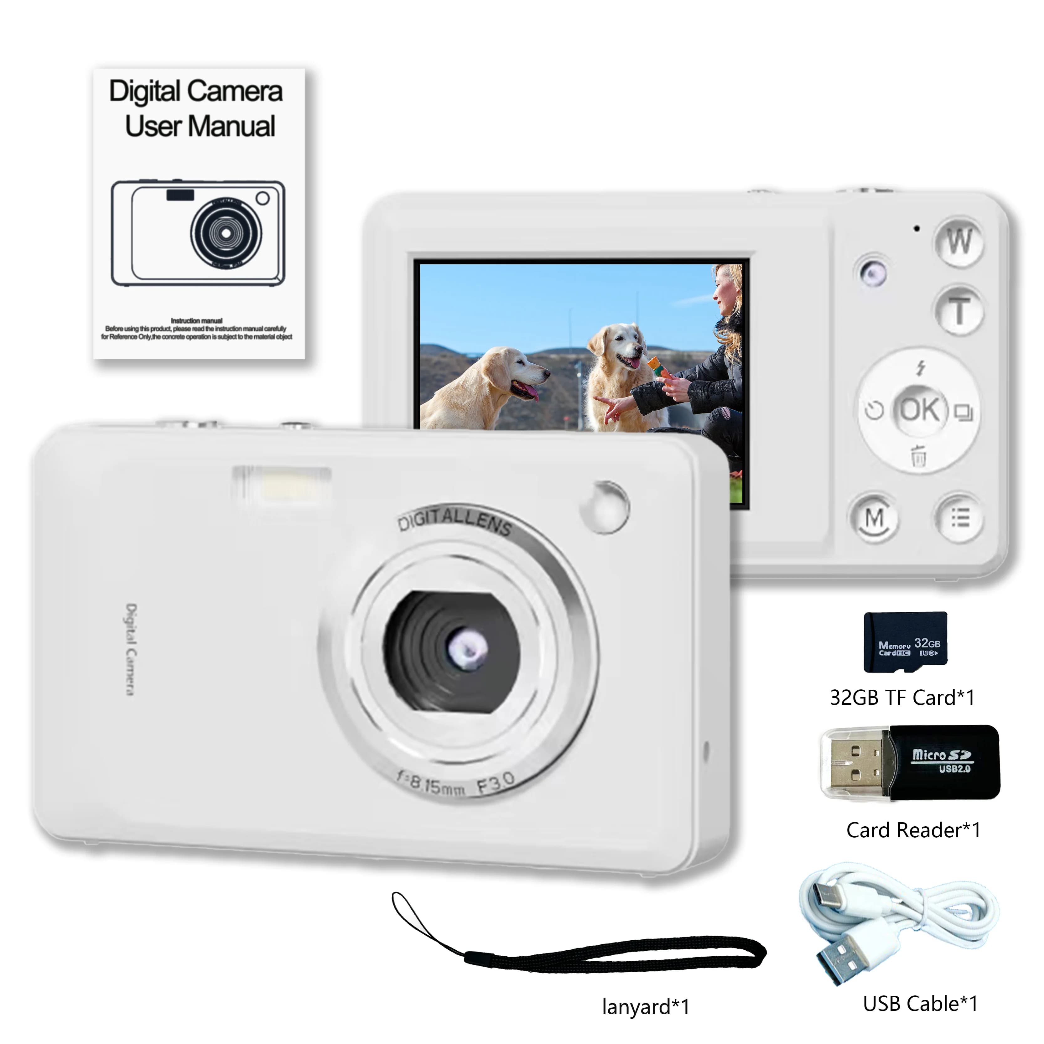 Appareil photo numérique pour enfants 1080P 48MP avec zoom 16X, mise au point automatique, anti-trem