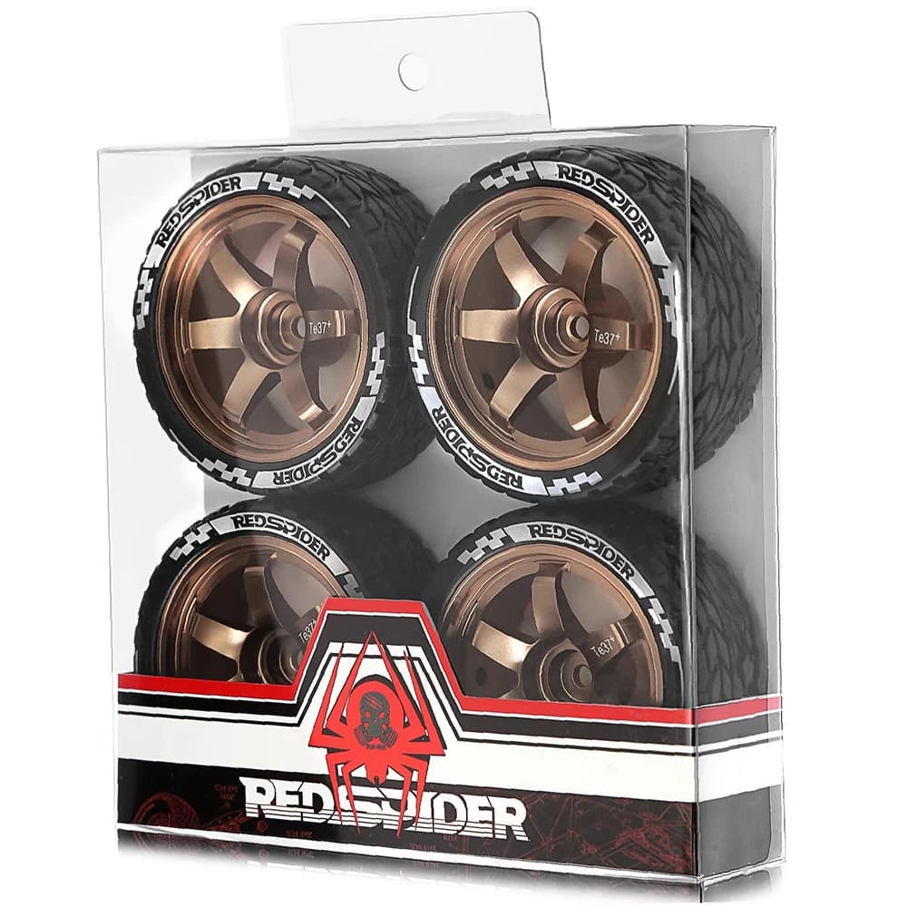 Pneus de route RS 4PCS avec jantes métalliques 65x26mm pour voiture RC modèle 1/10, accessoires de c